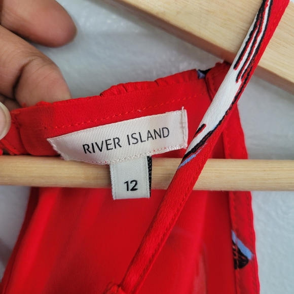 RIVER ISLAND Scarlet Floral Haulter Maxi Dress Tie-back Wedding Guest Size UK 12 - Picture 3 of 10